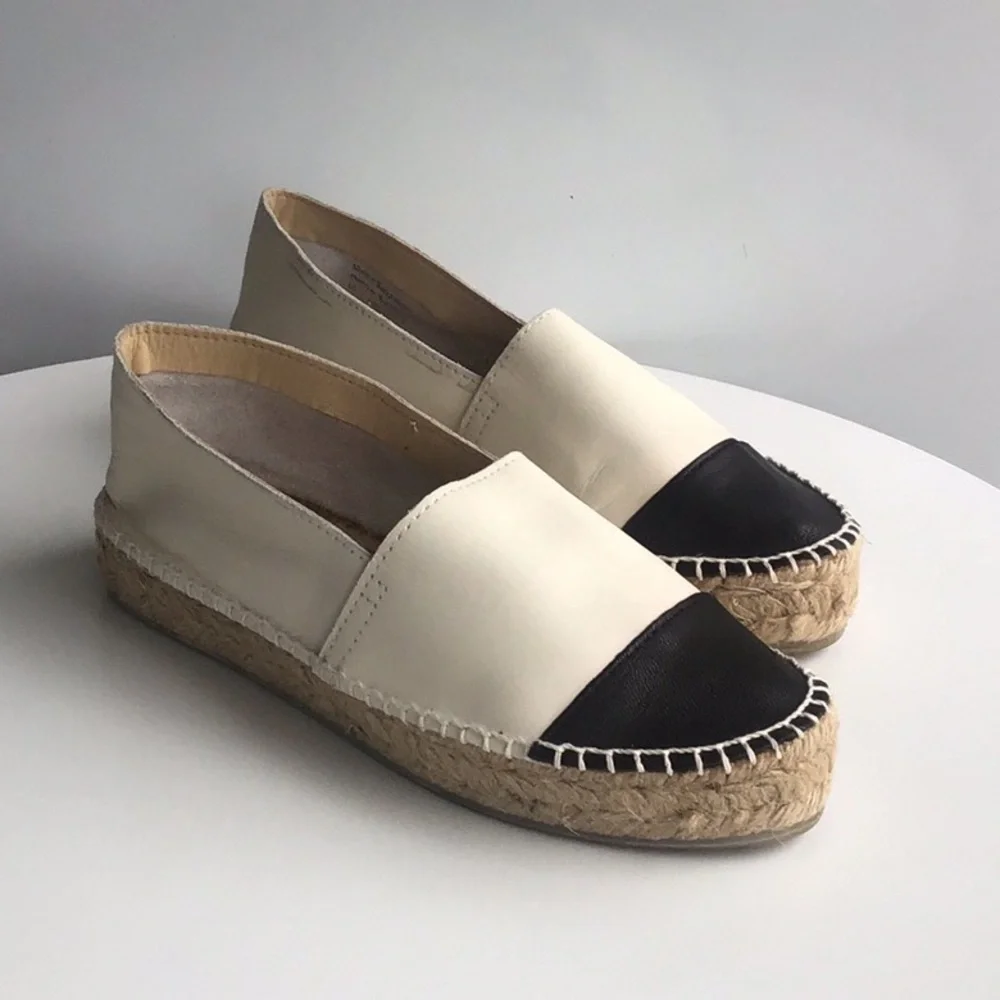 Aldo black white contrast Two-Tone Espadrille Flats